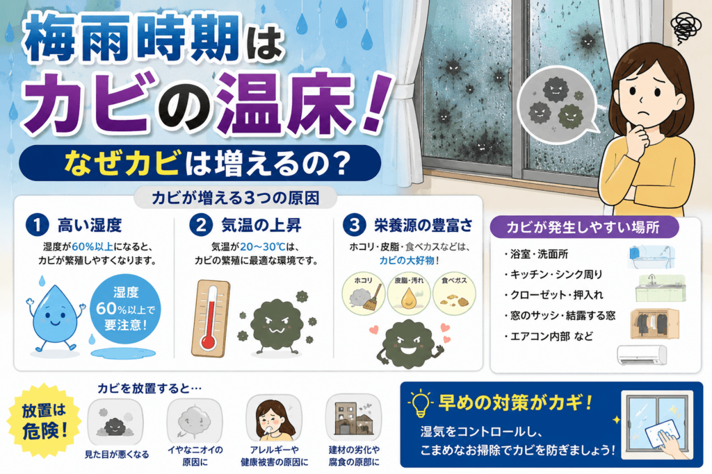 ジメジメ梅雨のカビ対策！自宅でできる予防とプロの技